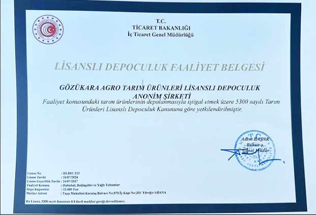 Gözükara Agro Tarım Ürünleri Lisanslı Depoculuk AŞ.